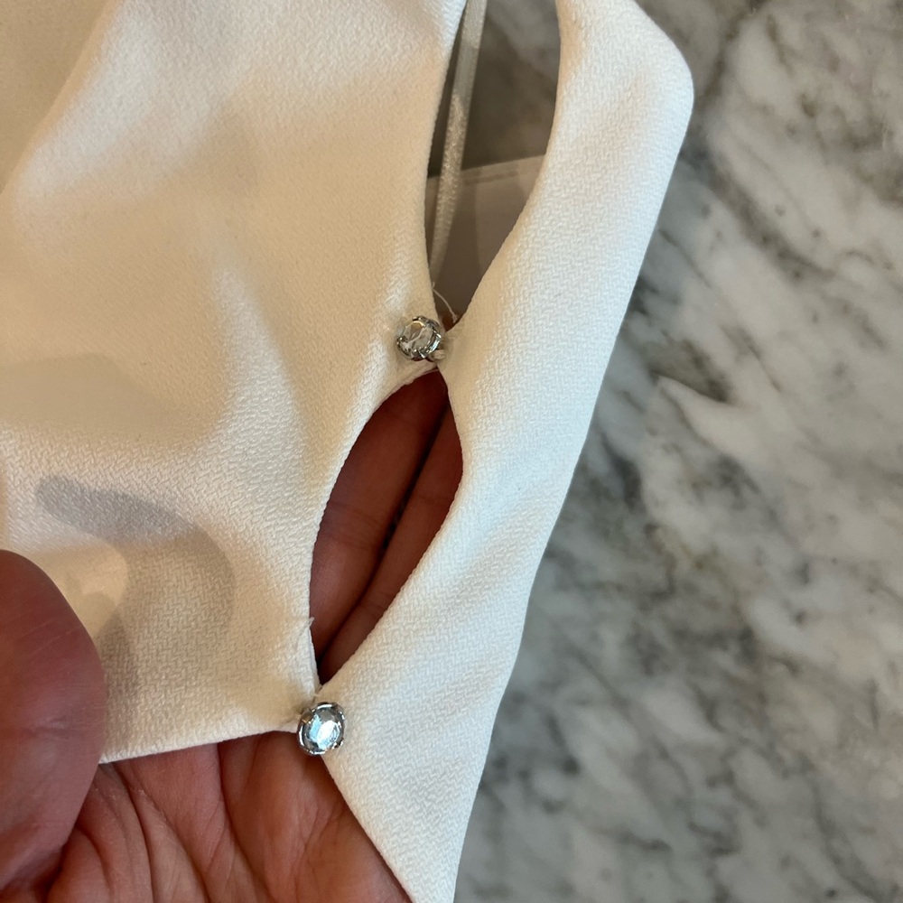 White One-Shoulder Rhinestone Top - Picture 3 of 5